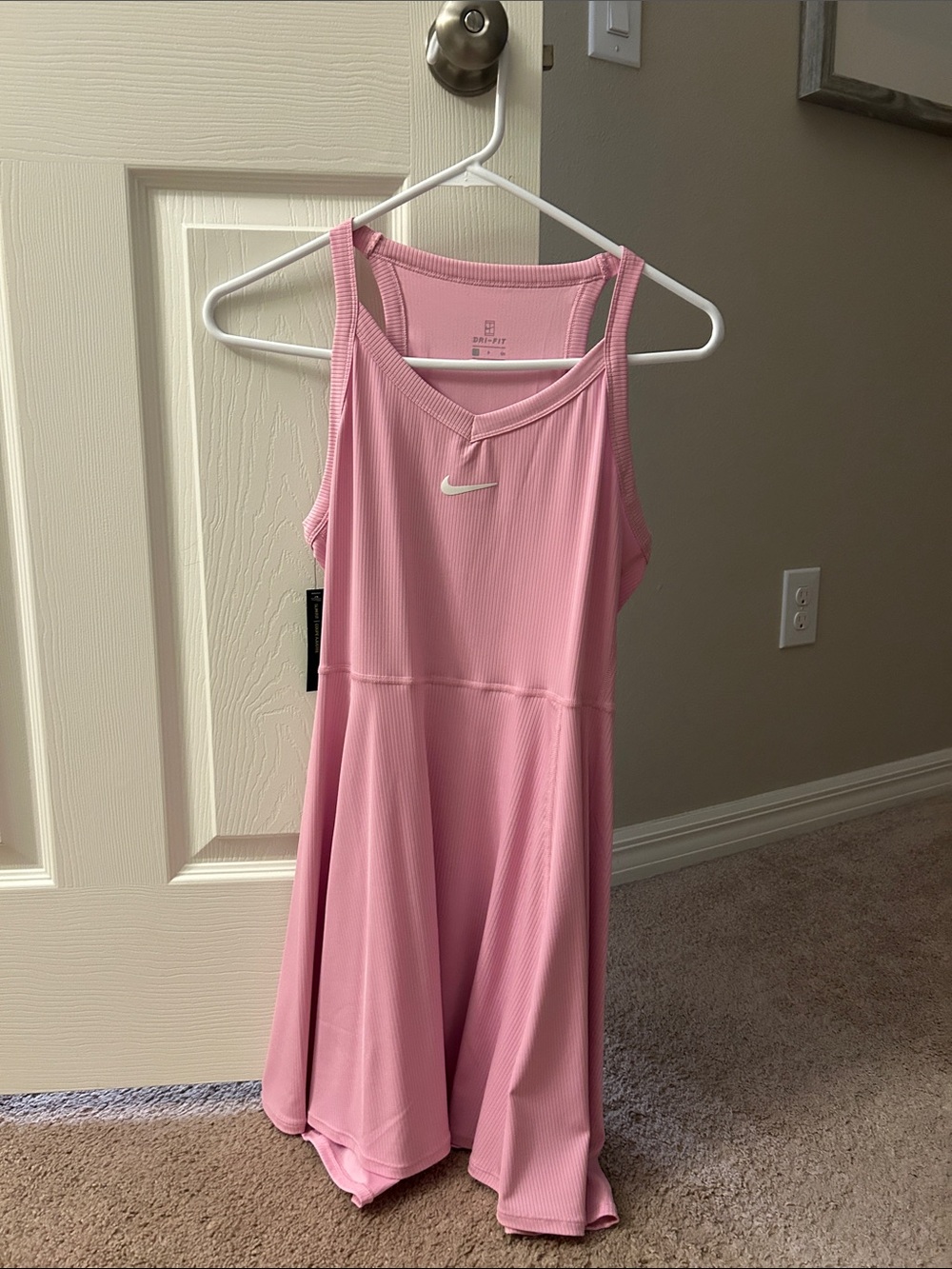 NWT Nike Pink Sleeveless Performance Tennis Dress with White Swoosh